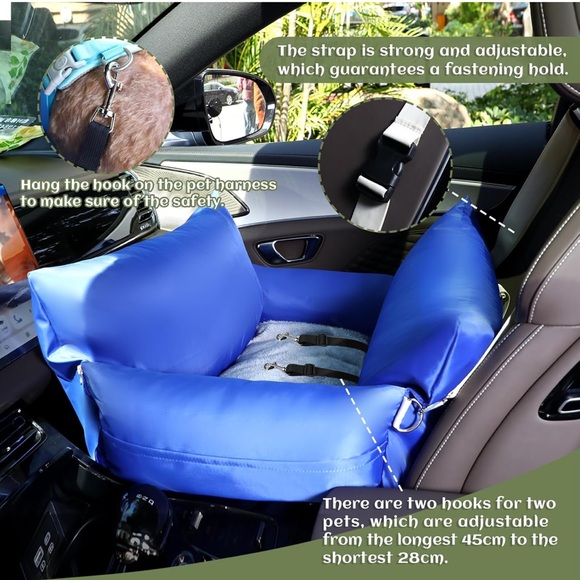 Vibrant blue MeeHoms dog pet washable booster car seat with carrying handles NEW - Picture 4 of 14